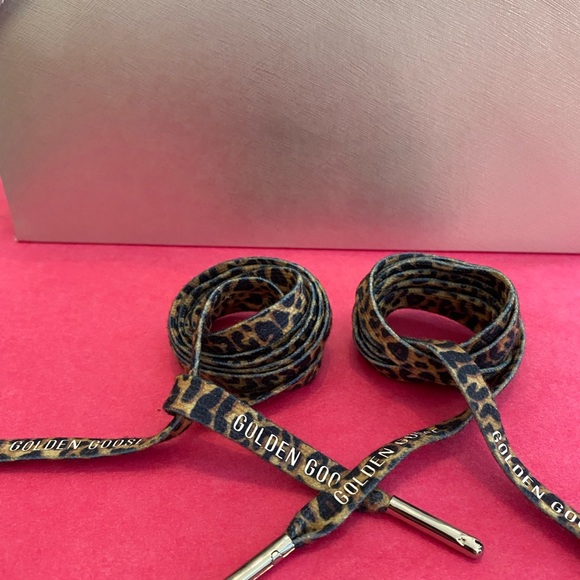 Golden Goose Black and Tan Animal Print Shoelaces - Picture 2 of 2